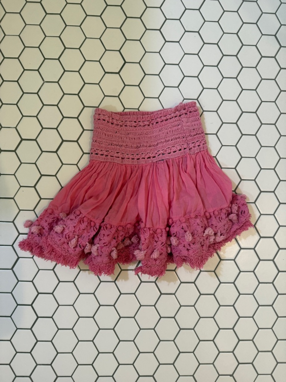 Women’s Pink Crochet Mini Skirt